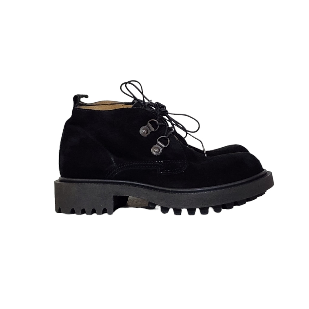J Crew Rare Suede Chunky Heel Ankle Boots in Black Made in Italy Womens Size 5